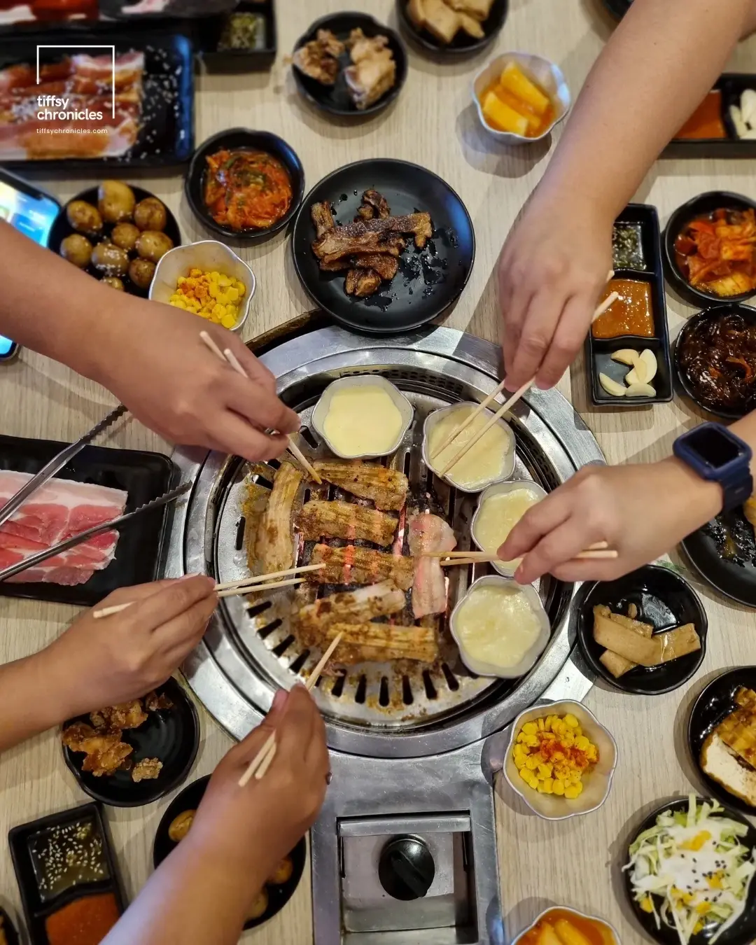 KBBQ Table with banchan | How To Order and Eat Korean BBQ | Tiffsy Chronicles