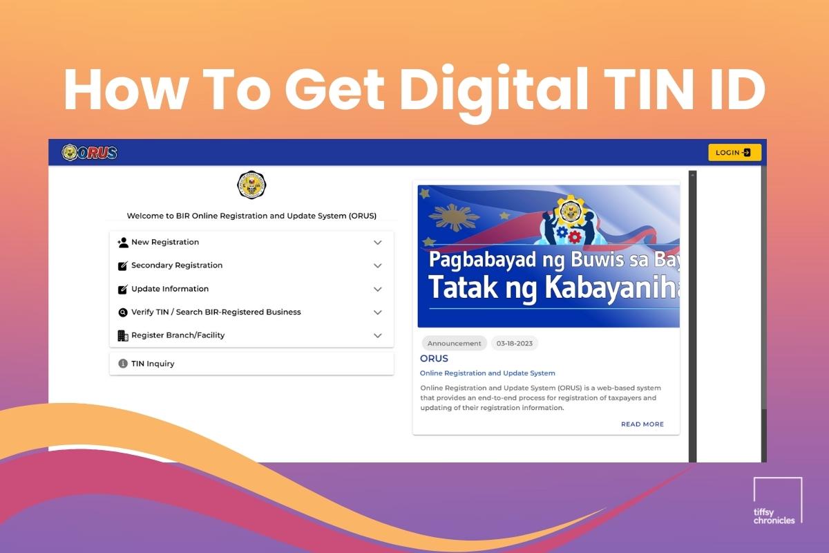 How to get your Digital TIN ID | ORUS website BIR