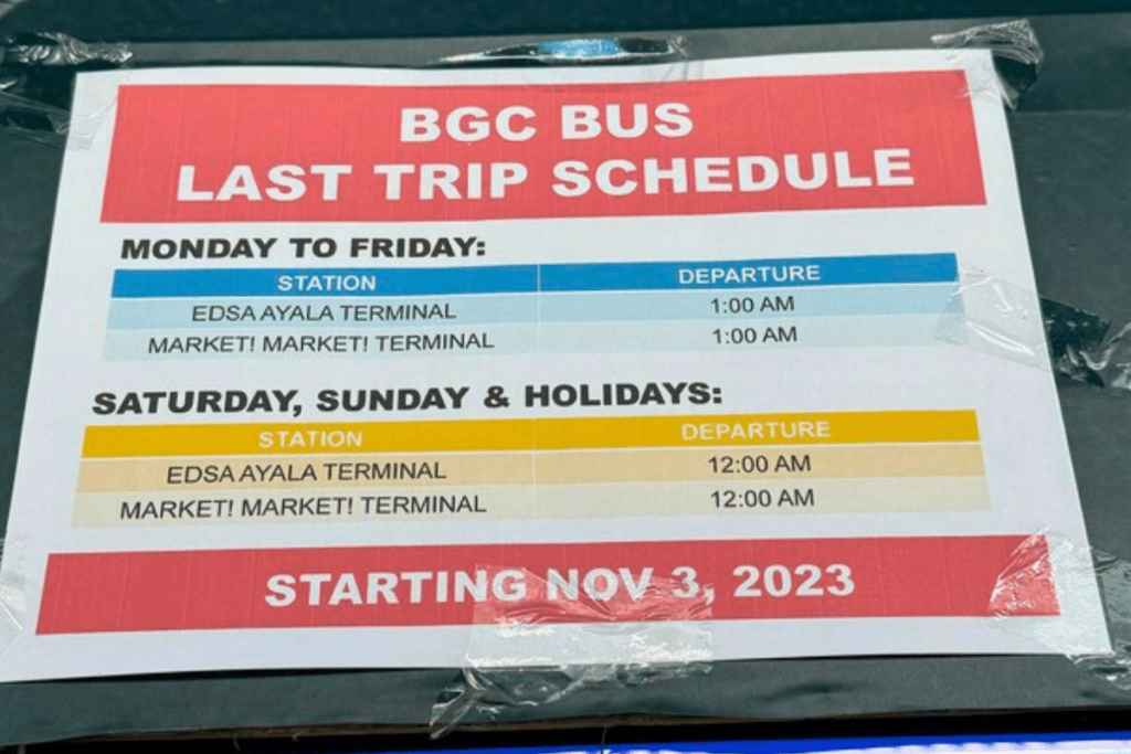 BGC Bus Holiday Schedule For Commuters- Tiffsy Chronicles